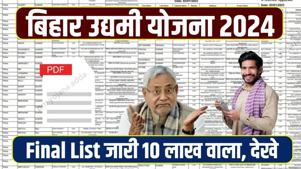 Bihar Udyami Yojana 2024 Selection List