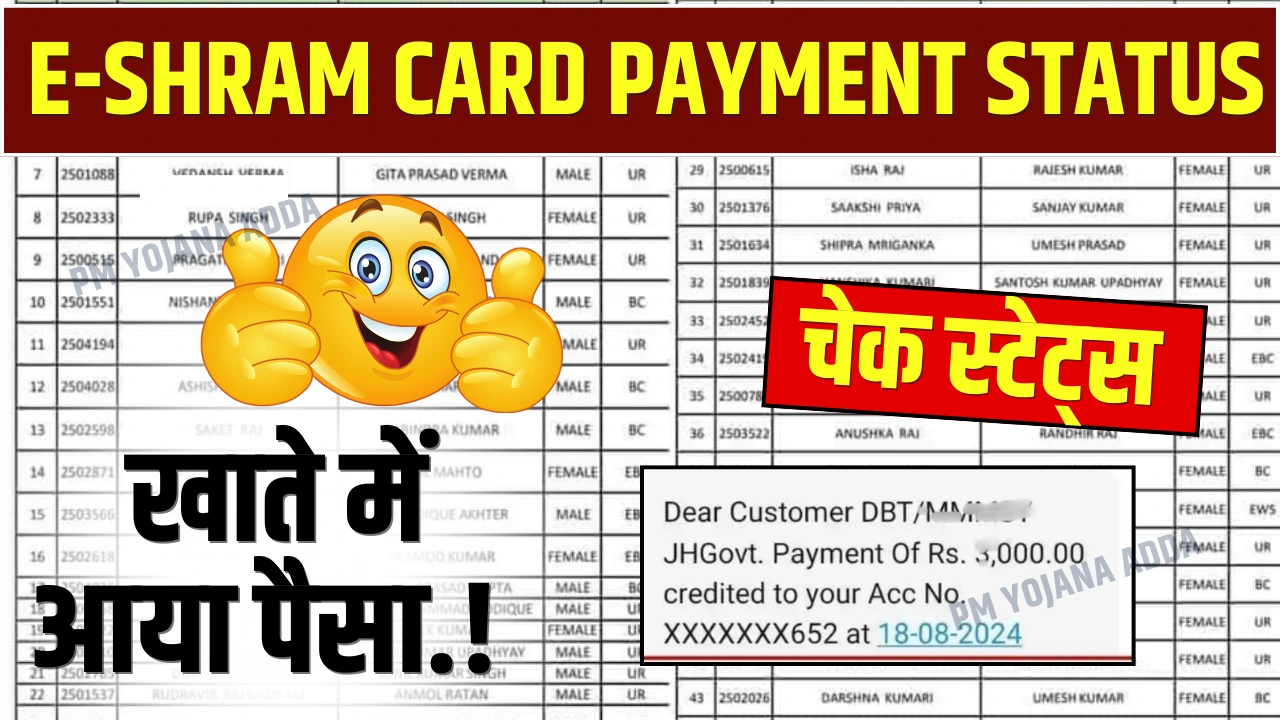 E Shram Card Payment Status 2024